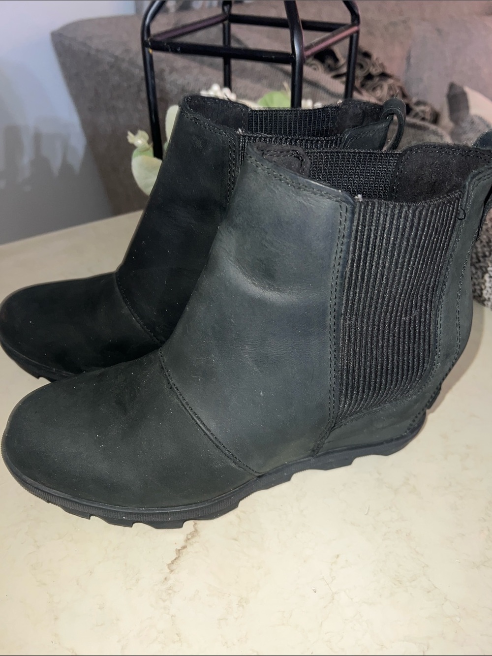 Women's Sorel Black Ankle Boots - Sleek Side-Elastic Design - Picture 2 of 5